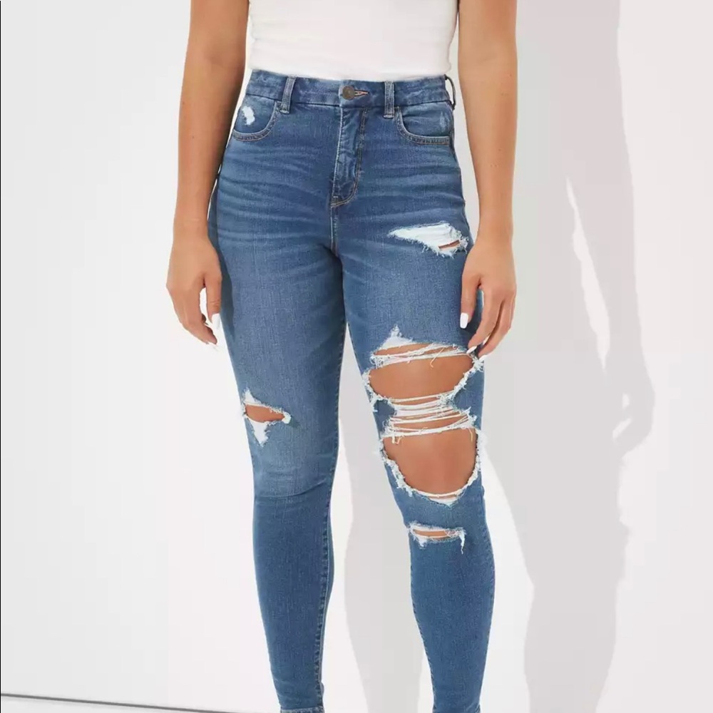 Ripped dark wash jeggings